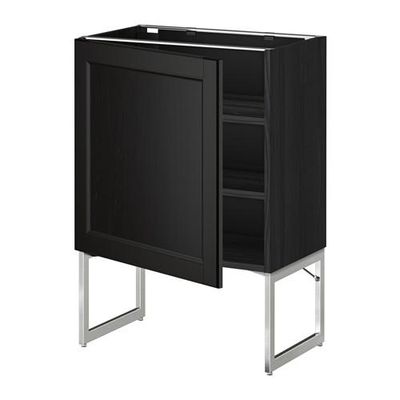 МЕТОД Напольный шкаф с полками - 60x37x60 см, Лаксарби черно-коричневый, под дерево черный