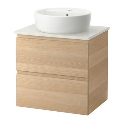 ГОДМОРГОН/АЛДЕРН / ТОРНВИКЕН Шкаф п-раковину/столешн45/раковина - белый, под беленый дуб