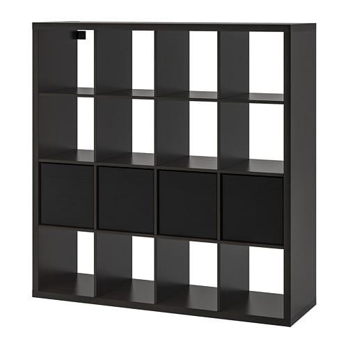 КАЛЛАКС Стеллаж с 4 вставками - черно-коричневый/черный КАЛЛАКС Стеллаж с 4 вставками - черно-коричневый/черный