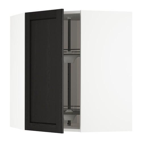 МЕТОД Угл нвсн шкф с вращающ секц - белый, Лерх черная морилка, 68x80 см МЕТОД Угл нвсн шкф с вращающ секц - белый, Лерх черная морилка, 68x80 см