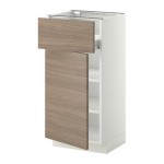 МЕТОД / ФОРВАРА Напольн шкаф с полкой/ящиком/дверью - белый, Брокхульт под грецкий орех светло-серый, 40x37 см МЕТОД / ФОРВАРА Напольн шкаф с полкой/ящиком/дверью - белый, Брокхульт под грецкий орех светло-серый, 40x37 см