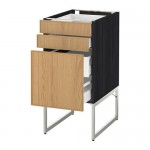 МЕТОД / МАКСИМЕРА Напольн шкаф 3фронт пнл/2низ/2ср ящ - под дерево черный, Экестад дуб, 40x60x60 см