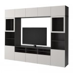 БЕСТО Шкаф для ТВ, комбин/стеклян дверцы - черно-коричневый/Лаппвикен светло-серый прозрачное стекло, направляющие ящика,нажимные БЕСТО Шкаф для ТВ, комбин/стеклян дверцы - черно-коричневый/Лаппвикен светло-серый прозрачное стекло, направляющие ящика,нажимные