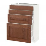 МЕТОД / МАКСИМЕРА Напольн шкаф 4 фронт панели/4 ящика - белый, Филипстад коричневый, 60x37 см