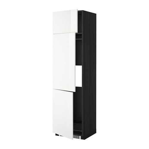 МЕТОД Выс шкаф для хол/мороз с 3 дверями - под дерево черный, Рингульт глянцевый белый, 60x60x220 см