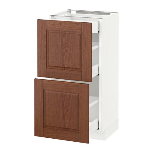 МЕТОД / МАКСИМЕРА Напольный шкаф/2фасада/3ящика - белый, Филипстад коричневый, 40x37 см