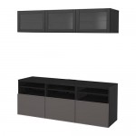 BESTÅ шкаф для ТВ, комбин/стеклян дверцы желтый