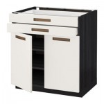 МЕТОД / МАКСИМЕРА Напольный шкаф/2дверцы/2ящика - 80x60 см, Мэрста белый, под дерево черный МЕТОД / МАКСИМЕРА Напольный шкаф/2дверцы/2ящика - 80x60 см, Мэрста белый, под дерево черный