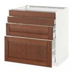 МЕТОД / МАКСИМЕРА Напольн шкаф 4 фронт панели/4 ящика - белый, Филипстад коричневый, 80x60 см