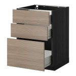 МЕТОД / ФОРВАРА Напольный шкаф с 3 ящиками - 60x60 см, Брокхульт под грецкий орех светло-серый, под дерево черный МЕТОД / ФОРВАРА Напольный шкаф с 3 ящиками - 60x60 см, Брокхульт под грецкий орех светло-серый, под дерево черный