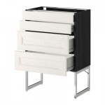 МЕТОД / ФОРВАРА Нплн шк 4 фронт/2 низк/2средн ящ - 60x37x60 см, Лаксарби белый, под дерево черный