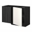 METOD угловой напольный шкаф с полкой черный/Веддинге белый 128x68 см