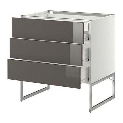 МЕТОД / ФОРВАРА Напольн шкаф 3фронт пнл/2низ/2ср ящ - 80x60x60 см, Рингульт глянцевый серый, белый МЕТОД / ФОРВАРА Напольн шкаф 3фронт пнл/2низ/2ср ящ - 80x60x60 см, Рингульт глянцевый серый, белый