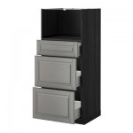 МЕТОД / ФОРВАРА Высокий шкаф д/СВЧ с 3 ящиками - Будбин серый, под дерево черный МЕТОД / ФОРВАРА Высокий шкаф д/СВЧ с 3 ящиками - Будбин серый, под дерево черный