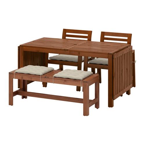 ÄPPLARÖ стол+2кресла+скамья коричневый/Холло бежевый