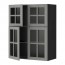 METOD навесной шкаф с полками/4 стекл дв черный/Будбин серый 80x100 см