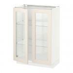 МЕТОД Напольный шкаф с 2 стекл дверцами - белый, 60x37x80 см