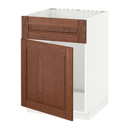 МЕТОД Напольный шкаф п-мойку с дв/фр пнл - белый, Филипстад коричневый МЕТОД Напольный шкаф п-мойку с дв/фр пнл - белый, Филипстад коричневый