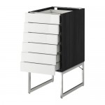 МЕТОД / МАКСИМЕРА Напольн шкаф 6фронт пнл/6 низ ящ - под дерево черный, Рингульт глянцевый белый, 40x60x60 см МЕТОД / МАКСИМЕРА Напольн шкаф 6фронт пнл/6 низ ящ - под дерево черный, Рингульт глянцевый белый, 40x60x60 см