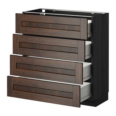 МЕТОД / ФОРВАРА Напольн шкаф 4 фронт панели/4 ящика - 80x37 см, Эдсерум под дерево коричневый, под дерево черный МЕТОД / ФОРВАРА Напольн шкаф 4 фронт панели/4 ящика - 80x37 см, Эдсерум под дерево коричневый, под дерево черный