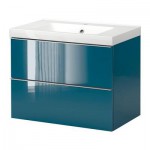 ГОДМОРГОН/ОДЕНСВИК Шкаф для раковины с 2 ящ - глянцевый бирюзовый ГОДМОРГОН/ОДЕНСВИК Шкаф для раковины с 2 ящ - глянцевый бирюзовый