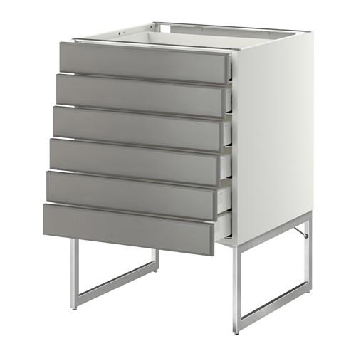 МЕТОД / МАКСИМЕРА Напольн шкаф 6фронт пнл/6 низ ящ - белый, Будбин серый, 60x60x60 см