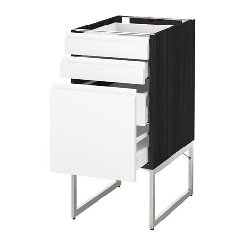 МЕТОД / МАКСИМЕРА Напольн шкаф 3фронт пнл/2низ/2ср ящ - под дерево черный, Воксторп белый, 40x60x60 см МЕТОД / МАКСИМЕРА Напольн шкаф 3фронт пнл/2низ/2ср ящ - под дерево черный, Воксторп белый, 40x60x60 см
