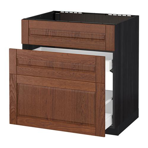 МЕТОД / МАКСИМЕРА Напольн шк п-мойку+3фрнт пнл/2ящ - под дерево черный, Филипстад коричневый, 80x60 см МЕТОД / МАКСИМЕРА Напольн шк п-мойку+3фрнт пнл/2ящ - под дерево черный, Филипстад коричневый, 80x60 см