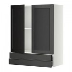 МЕТОД / МАКСИМЕРА Навесной шкаф/2дверцы/2ящика - 80x100 см, Лаксарби черно-коричневый, белый МЕТОД / МАКСИМЕРА Навесной шкаф/2дверцы/2ящика - 80x100 см, Лаксарби черно-коричневый, белый