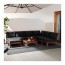 ÄPPLARÖ модульный угл 5-мест диван, садовый с табуретом для ног коричневая морилка/Холло черный