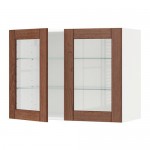 МЕТОД Навесной шкаф с полками/2 стекл дв - белый, Филипстад коричневый, 80x60 см