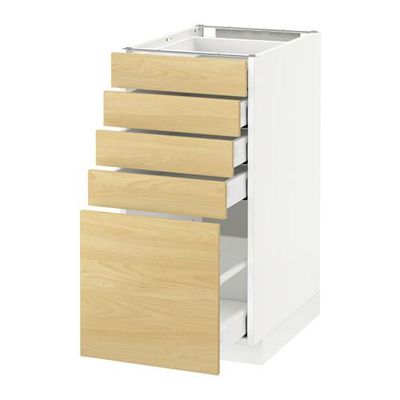 МЕТОД / МАКСИМЕРА Напольный шкаф с 5 ящиками - 40x60 см, Тингсрид под березу, белый