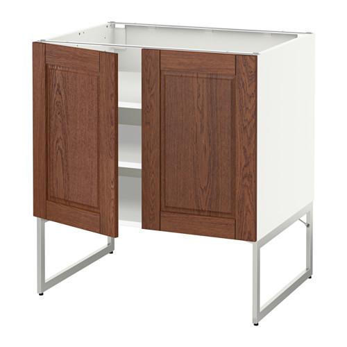 МЕТОД Напол шкаф с полками/2двери - белый, Филипстад коричневый, 80x60x60 см