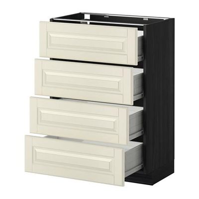 МЕТОД / ФОРВАРА Напольн шкаф 4 фронт панели/4 ящика - 60x37 см, Будбин белый с оттенком, под дерево черный МЕТОД / ФОРВАРА Напольн шкаф 4 фронт панели/4 ящика - 60x37 см, Будбин белый с оттенком, под дерево черный