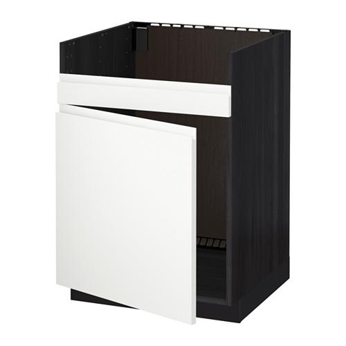 МЕТОД Нплн шкаф для одинарн мойки ДУМШЁ - под дерево черный, Воксторп белый