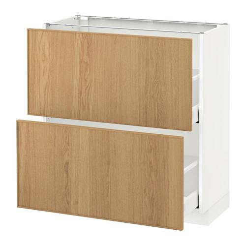 МЕТОД / МАКСИМЕРА Напольный шкаф с 2 ящиками - 80x37 см, Экестад дуб, белый МЕТОД / МАКСИМЕРА Напольный шкаф с 2 ящиками - 80x37 см, Экестад дуб, белый