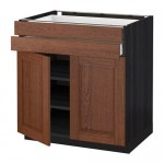 МЕТОД / МАКСИМЕРА Напольный шкаф/2дверцы/2ящика - под дерево черный, Филипстад коричневый, 80x60 см