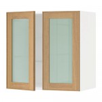 МЕТОД Навесной шкаф с полками/2 стекл дв - белый, Экестад дуб, 60x60 см МЕТОД Навесной шкаф с полками/2 стекл дв - белый, Экестад дуб, 60x60 см