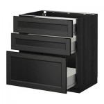 МЕТОД / ФОРВАРА Напольный шкаф с 3 ящиками - 80x60 см, Лаксарби черно-коричневый, под дерево черный МЕТОД / ФОРВАРА Напольный шкаф с 3 ящиками - 80x60 см, Лаксарби черно-коричневый, под дерево черный