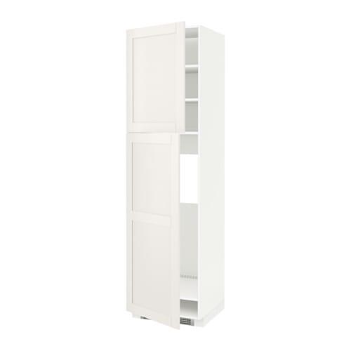 МЕТОД Высокий шкаф д/холодильника/2дверцы - белый, Сэведаль белый, 60x60x220 см