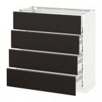 МЕТОД / МАКСИМЕРА Напольн шкаф 4 фронт панели/4 ящика - белый, Кунгсбакка антрацит, 80x37 см МЕТОД / МАКСИМЕРА Напольн шкаф 4 фронт панели/4 ящика - белый, Кунгсбакка антрацит, 80x37 см