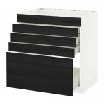 МЕТОД / ФОРВАРА Напольн шк д/вар панели/5фасад/4ящ - 80x60 см, Тингсрид под дерево черный, белый