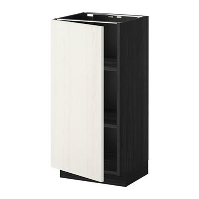 МЕТОД Напольный шкаф с полками - 40x37 см, Росдаль белый ясень, под дерево черный