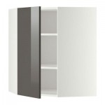 МЕТОД Угловой навесной шкаф с полками - 68x80 см, Рингульт глянцевый серый, белый МЕТОД Угловой навесной шкаф с полками - 68x80 см, Рингульт глянцевый серый, белый