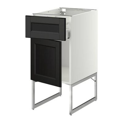 МЕТОД / МАКСИМЕРА Напольный шкаф с ящиком/дверью - 40x60x60 см, Лаксарби черно-коричневый, белый