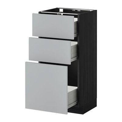 МЕТОД / ФОРВАРА Напольный шкаф с 3 ящиками - 40x37 см, Веддинге серый, под дерево черный МЕТОД / ФОРВАРА Напольный шкаф с 3 ящиками - 40x37 см, Веддинге серый, под дерево черный