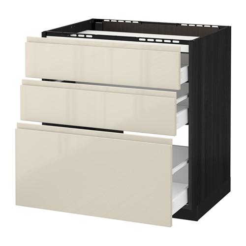 МЕТОД / МАКСИМЕРА Напольн шкаф/3фронт пнл/3ящика - под дерево черный, Воксторп глянцевый светло-бежевый, 80x60 см МЕТОД / МАКСИМЕРА Напольн шкаф/3фронт пнл/3ящика - под дерево черный, Воксторп глянцевый светло-бежевый, 80x60 см