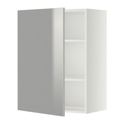 МЕТОД Шкаф навесной с полкой - белый, Гревста нержавеющ сталь, 60x80 см