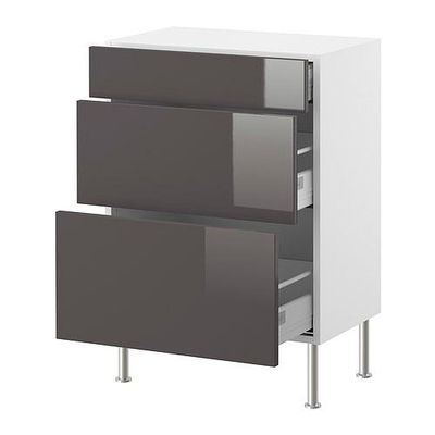ФАКТУМ Напольный шкаф с 3 ящиками - Абстракт серый, 80x37 см