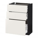 МЕТОД / МАКСИМЕРА Напольный шкаф с 3 ящиками - под дерево черный, Веддинге белый, 60x37 см